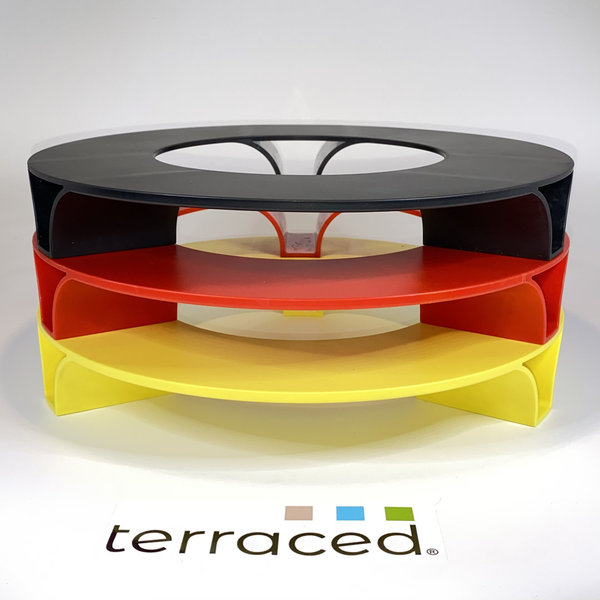 terraced® - Blumentopf Untersetzer - 3er Set - Farbe: Schwarz - Rot - Gelb