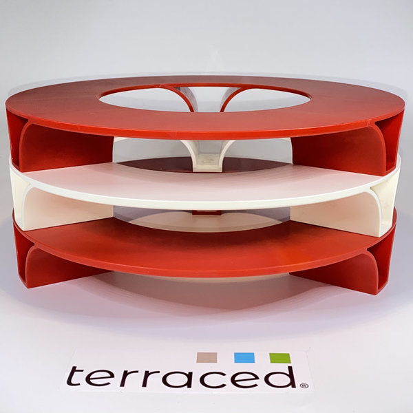 terraced® - Blumentopf Untersetzer - 3er Set - Farbe: Rot - Cremeweiß - Rot
